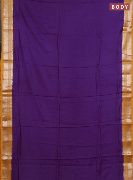 Violet & Mustard Yellow Semi Mangalgiri Cotton Saree - Brocade Blouse