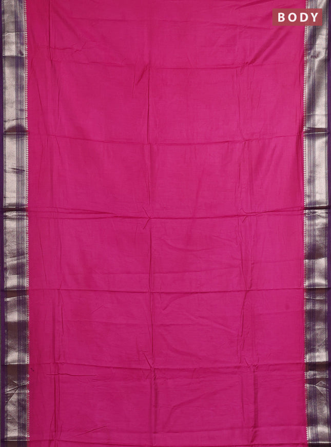 Pink & Violet Semi Mangalgiri Cotton Saree - Brocade Blouse