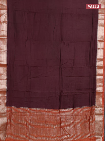 Coffee Brown & Rust Semi Mangalgiri Cotton Saree - Brocade Blouse
