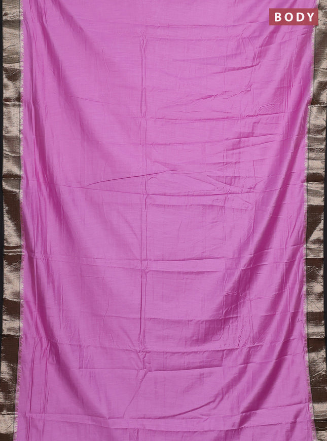 Lavender & Black Semi Mangalgiri Cotton Saree - Brocade Blouse