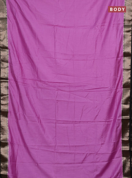 Lavender & Black Semi Mangalgiri Cotton Saree - Brocade Blouse