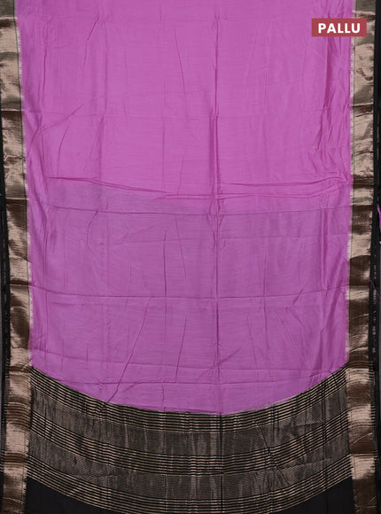 Lavender & Black Semi Mangalgiri Cotton Saree - Brocade Blouse