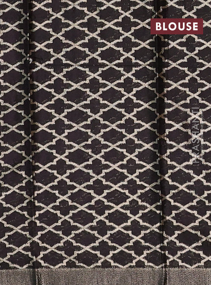 Lavender & Black Semi Mangalgiri Cotton Saree - Brocade Blouse