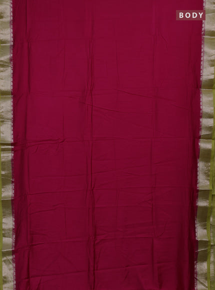 Pink & Elaichi Green Semi Mangalgiri Cotton Saree - Brocade Blouse