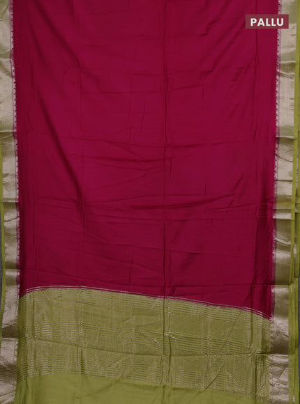 Pink & Elaichi Green Semi Mangalgiri Cotton Saree - Brocade Blouse