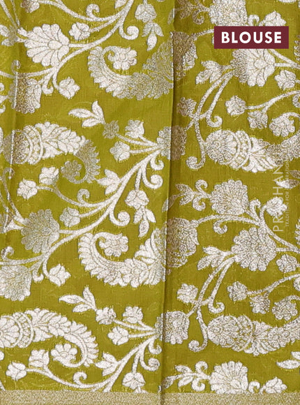 Pink & Elaichi Green Semi Mangalgiri Cotton Saree - Brocade Blouse