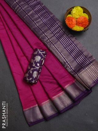 Pink & Purple Semi Mangalgiri Cotton Saree - Brocade Blouse
