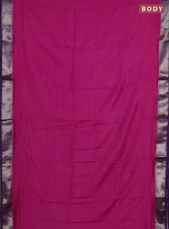Pink & Purple Semi Mangalgiri Cotton Saree - Brocade Blouse