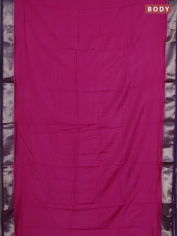 Pink & Purple Semi Mangalgiri Cotton Saree - Brocade Blouse