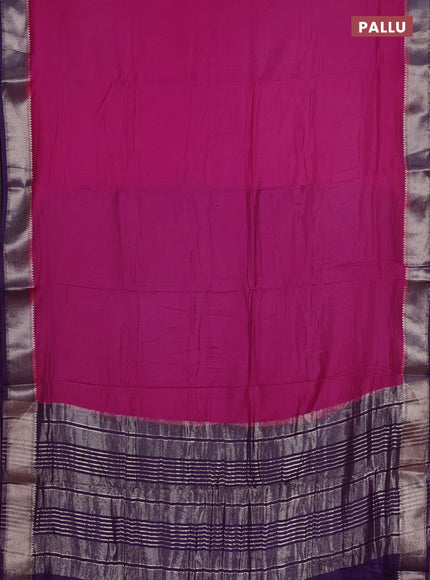 Pink & Purple Semi Mangalgiri Cotton Saree - Brocade Blouse