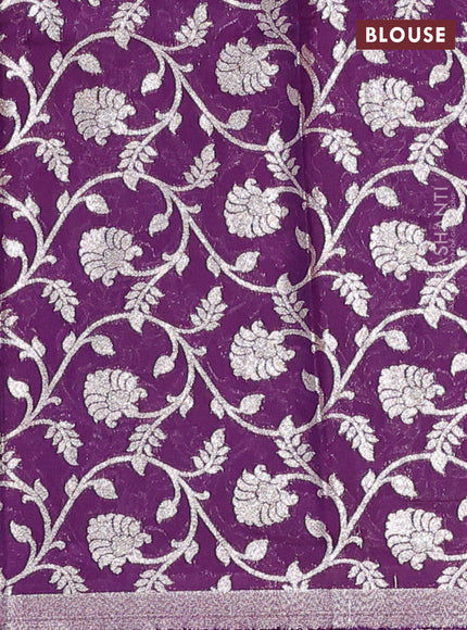 Pink & Purple Semi Mangalgiri Cotton Saree - Brocade Blouse