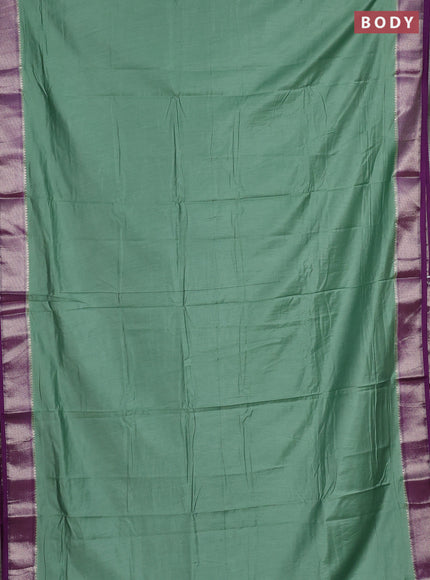 Pastel Green & Purple Semi Mangalgiri Cotton Saree - Brocade Blouse
