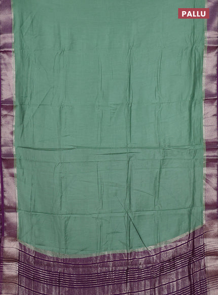 Pastel Green & Purple Semi Mangalgiri Cotton Saree - Brocade Blouse
