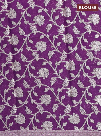 Pastel Green & Purple Semi Mangalgiri Cotton Saree - Brocade Blouse