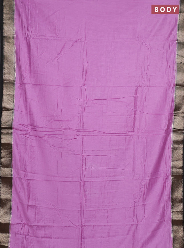 Lavender & Black Semi Mangalgiri Cotton Saree - Brocade Blouse