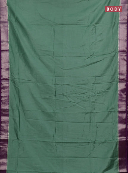 Pastel Green & Violet Semi Mangalgiri Cotton Saree - Brocade Blouse