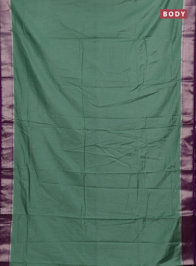 Pastel Green & Violet Semi Mangalgiri Cotton Saree - Brocade Blouse