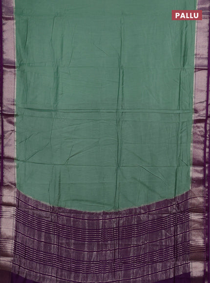 Pastel Green & Violet Semi Mangalgiri Cotton Saree - Brocade Blouse
