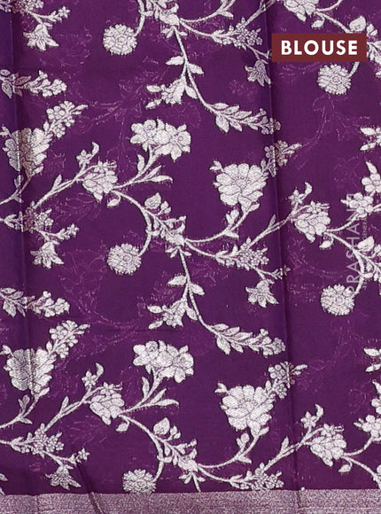 Pastel Green & Violet Semi Mangalgiri Cotton Saree - Brocade Blouse