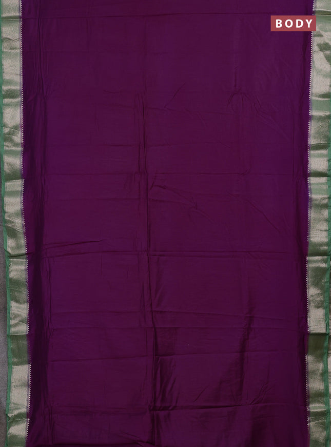 Purple & Green Semi Mangalgiri Cotton Saree - Brocade Blouse