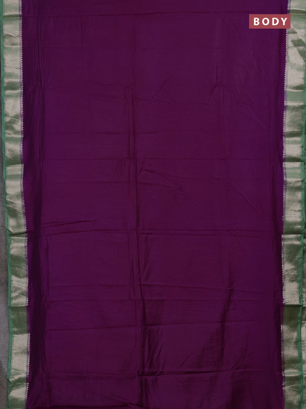 Purple & Green Semi Mangalgiri Cotton Saree - Brocade Blouse