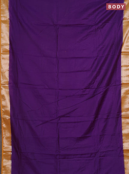 Purple & Mustard Yellow Semi Mangalgiri Cotton Saree - Brocade Blouse