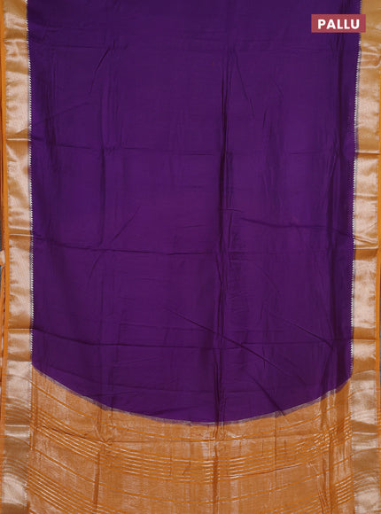 Purple & Mustard Yellow Semi Mangalgiri Cotton Saree - Brocade Blouse