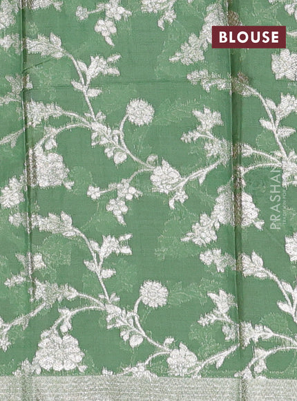 Purple & Green Semi Mangalgiri Cotton Saree - Brocade Blouse