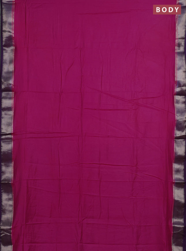 Pink & Purple Semi Mangalgiri Cotton Saree - Brocade Blouse