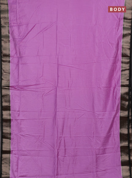 Lavender & Black Semi Mangalgiri Cotton Saree - Brocade Blouse