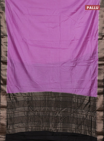 Lavender & Black Semi Mangalgiri Cotton Saree - Brocade Blouse