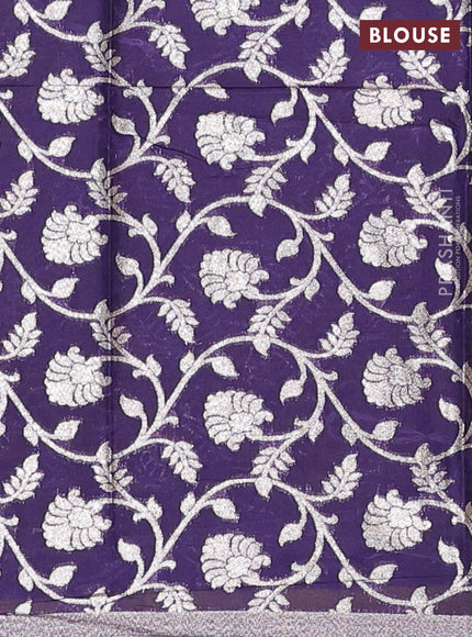 Yellow & Violet Semi Mangalgiri Cotton Saree - Brocade Blouse