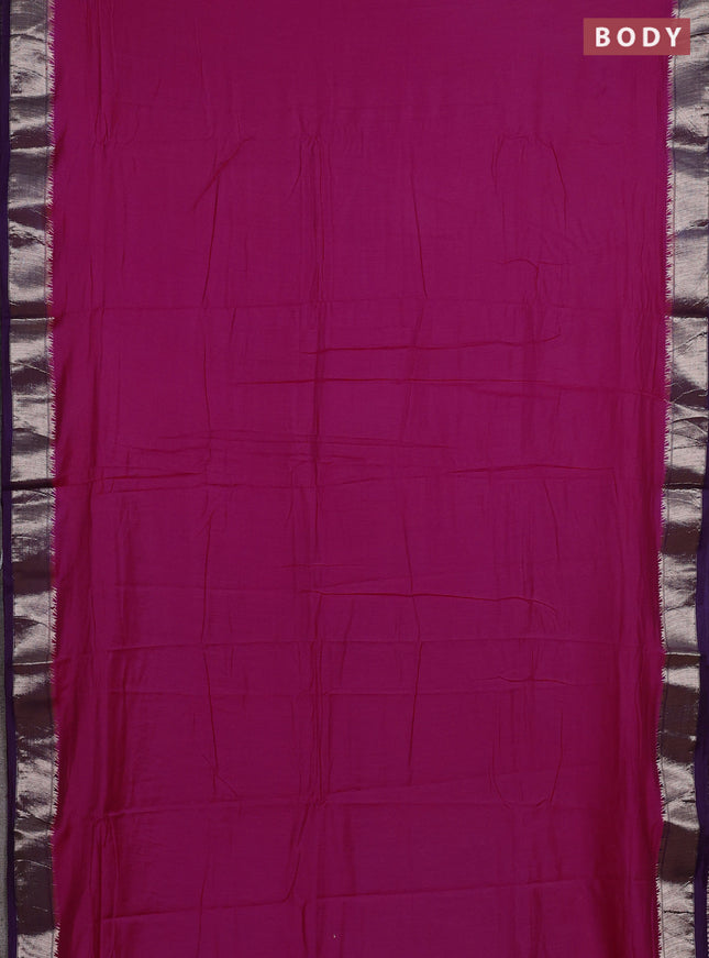Pink & Violet Semi Mangalgiri Cotton Saree - Brocade Blouse