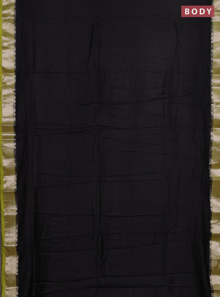Black & Green Semi Mangalgiri Cotton Saree - Brocade Blouse