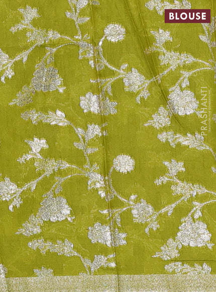 Black & Green Semi Mangalgiri Cotton Saree - Brocade Blouse