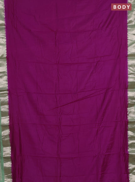 Purple & Pastel Green Semi Mangalgiri Cotton Saree - Brocade Blouse
