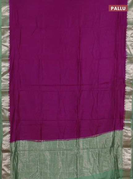 Purple & Pastel Green Semi Mangalgiri Cotton Saree - Brocade Blouse