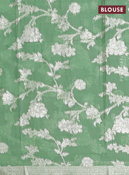 Purple & Pastel Green Semi Mangalgiri Cotton Saree - Brocade Blouse