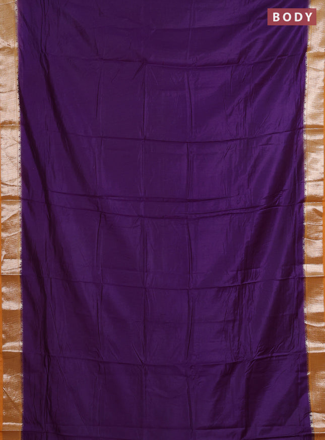 Violet & Orange Semi Mangalgiri Cotton Saree - Brocade Blouse