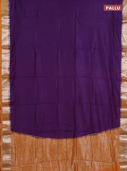 Violet & Orange Semi Mangalgiri Cotton Saree - Brocade Blouse