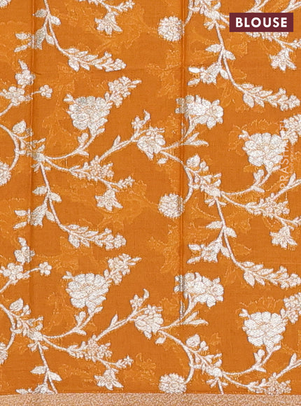 Violet & Orange Semi Mangalgiri Cotton Saree - Brocade Blouse