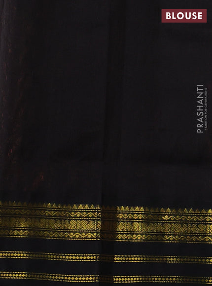 Silk cotton saree peach orange and black with plain body and zari woven korvai border