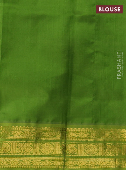 Silk cotton saree deep maroon and light green with zari woven buttas and zari woven korvai border