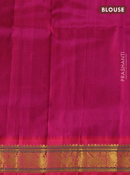 Silk cotton saree deep jamun shade and pink with allover small checked pattern and zari woven korvai border