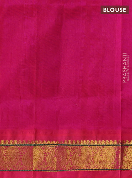 Silk cotton saree black and pink with allover paalum pazhamum checked pattern and zari woven korvai border
