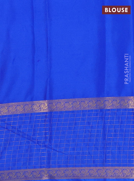 Semi mysore silk saree mild lavender and royal blue with zari woven buttas and long zari woven butta border