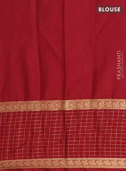 Semi mysore silk saree mustard yellow and maroon with zari woven buttas and long zari woven butta border