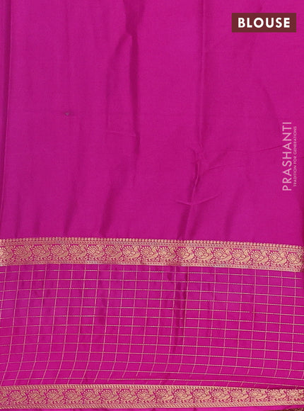 Semi mysore silk saree cs blue and pink with zari woven buttas and long zari woven butta border