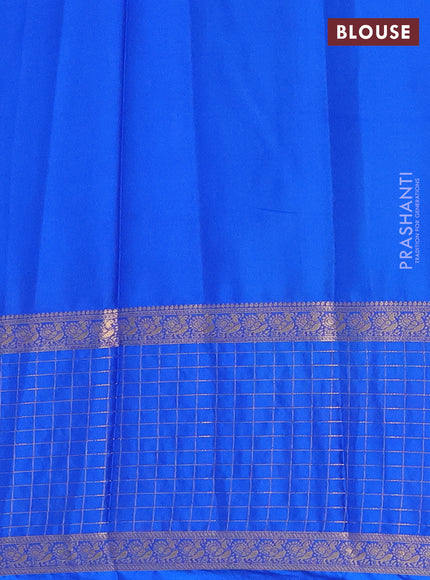 Semi mysore silk saree teal blue and royal blue with zari woven buttas and long zari woven butta border