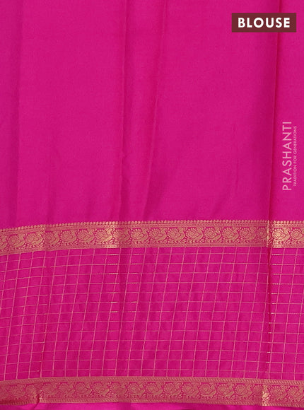 Semi mysore silk saree cs blue and pink with zari woven buttas and long zari woven butta border